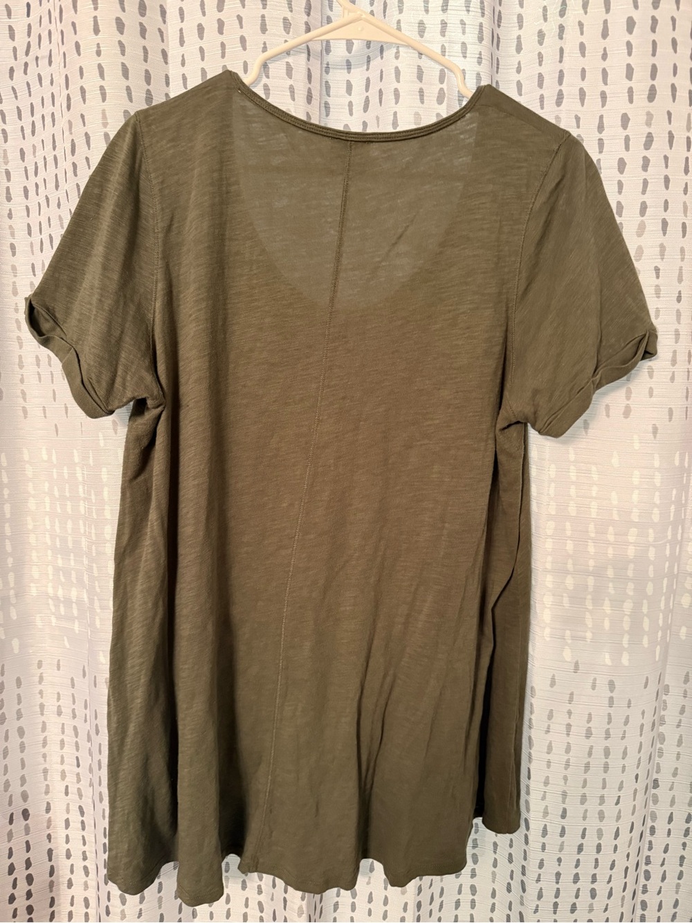 Anthropologie Relaxed Henley Scoop Neck Top - Olive Green - Picture 6 of 6